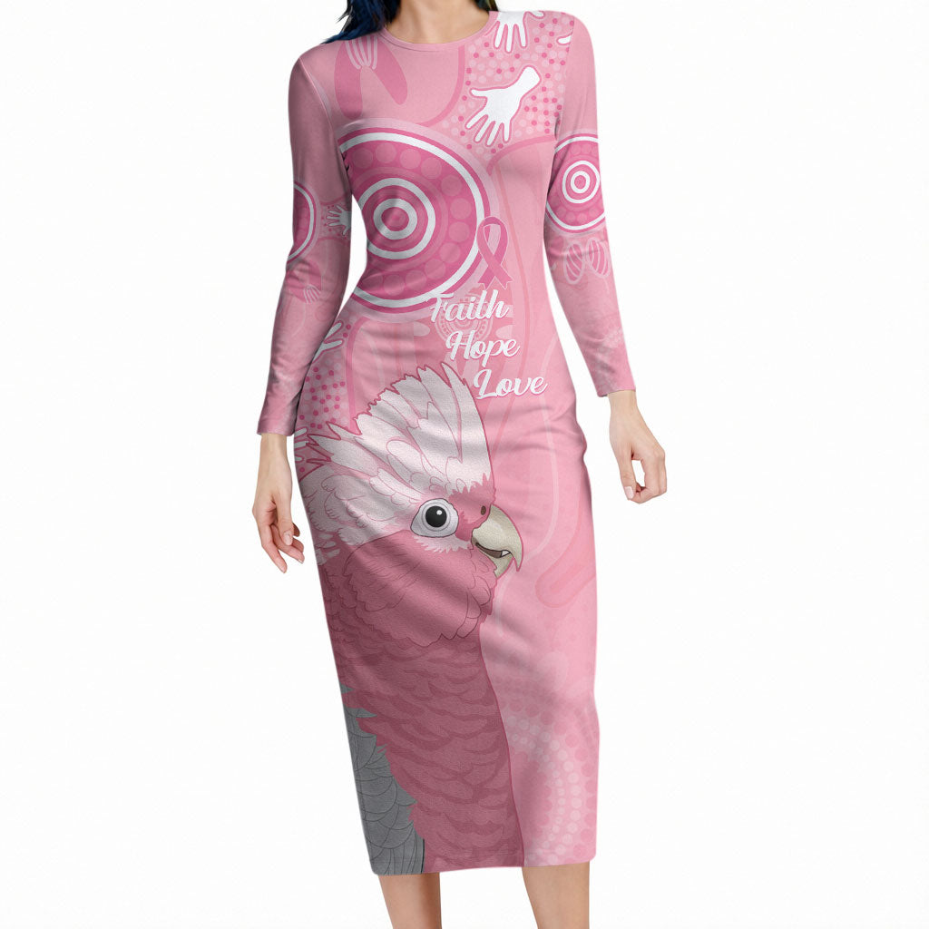 Australia Breast Cancer Support Long Sleeve Bodycon Dress Galah Faith Hope Love Pink Month
