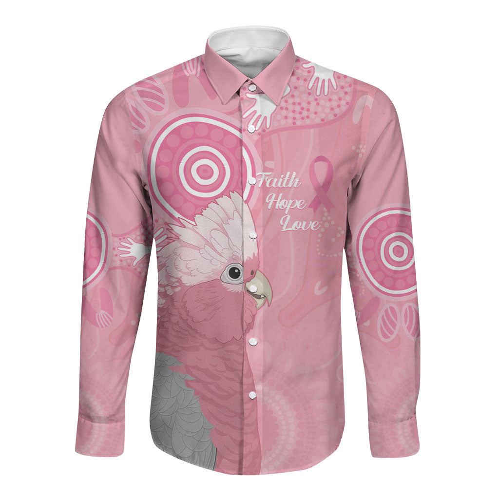 Australia Breast Cancer Support Long Sleeve Button Shirt Galah Faith Hope Love Pink Month