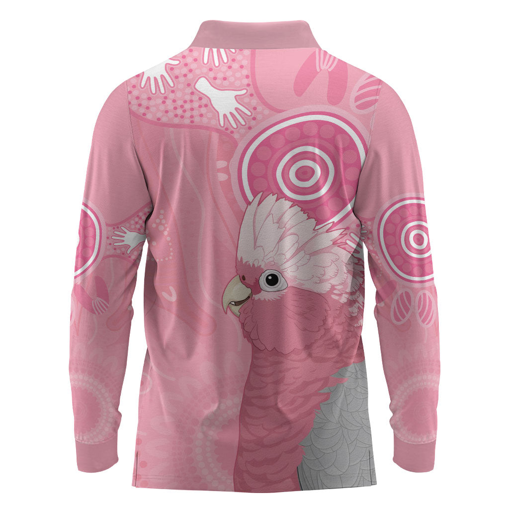 Australia Breast Cancer Support Long Sleeve Polo Shirt Galah Faith Hope Love Pink Month