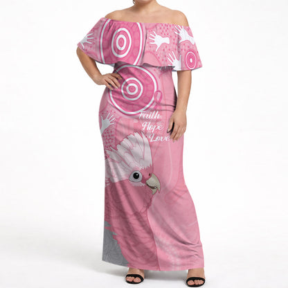 Australia Breast Cancer Support Off Shoulder Maxi Dress Galah Faith Hope Love Pink Month