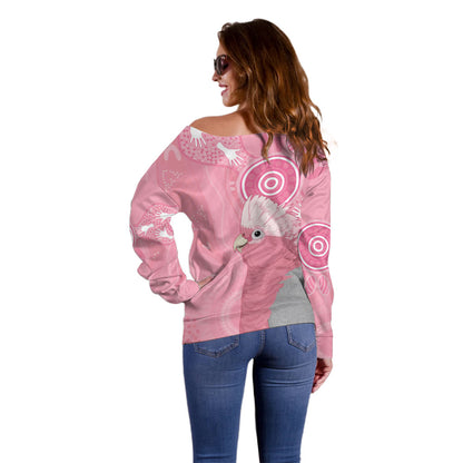 Australia Breast Cancer Support Off Shoulder Sweater Galah Faith Hope Love Pink Month