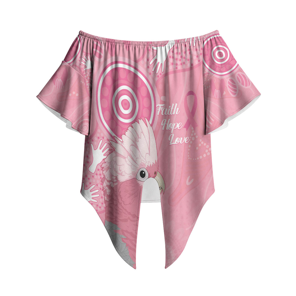 Australia Breast Cancer Support Off Shoulder Wrap Waist Top Galah Faith Hope Love Pink Month
