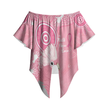 Australia Breast Cancer Support Off Shoulder Wrap Waist Top Galah Faith Hope Love Pink Month