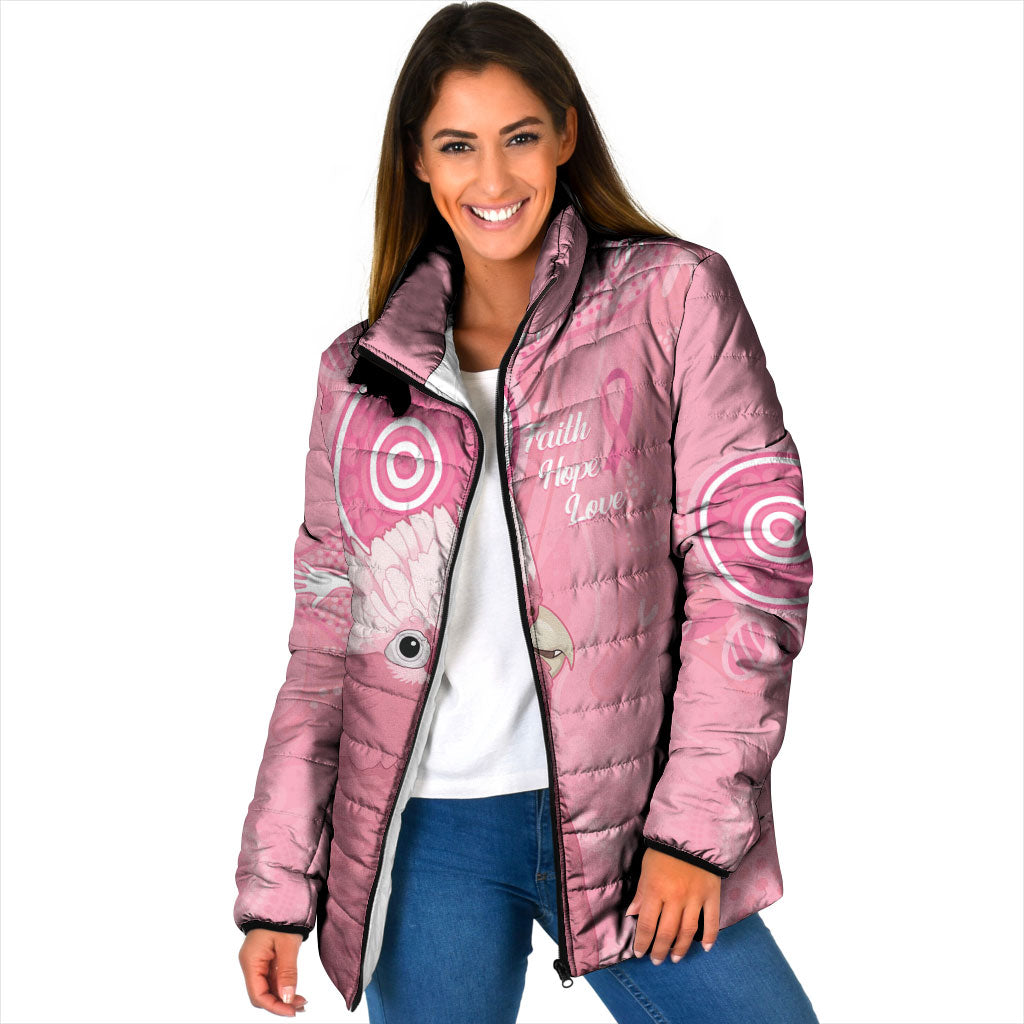 Australia Breast Cancer Support Padded Jacket Galah Faith Hope Love Pink Month