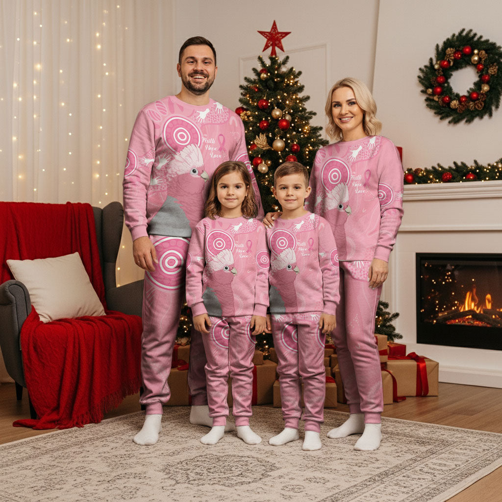 Australia Breast Cancer Support Christmas Pajama Set Galah Faith Hope Love Pink Month