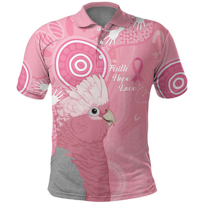 Australia Breast Cancer Support Polo Shirt Galah Faith Hope Love Pink Month