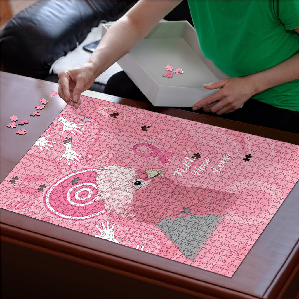 Australia Breast Cancer Support Puzzle Galah Faith Hope Love Pink Month