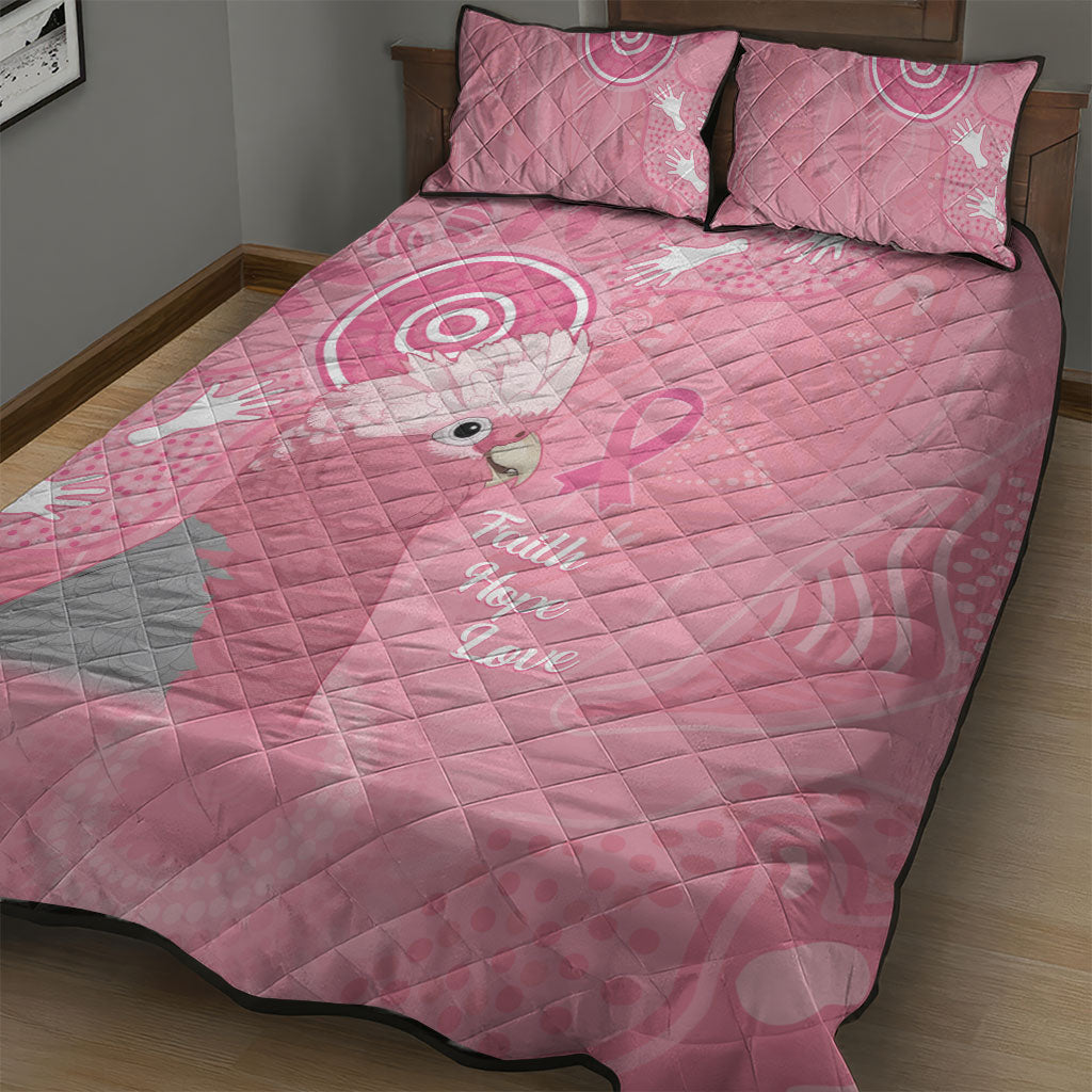 Australia Breast Cancer Support Quilt Bed Set Galah Faith Hope Love Pink Month