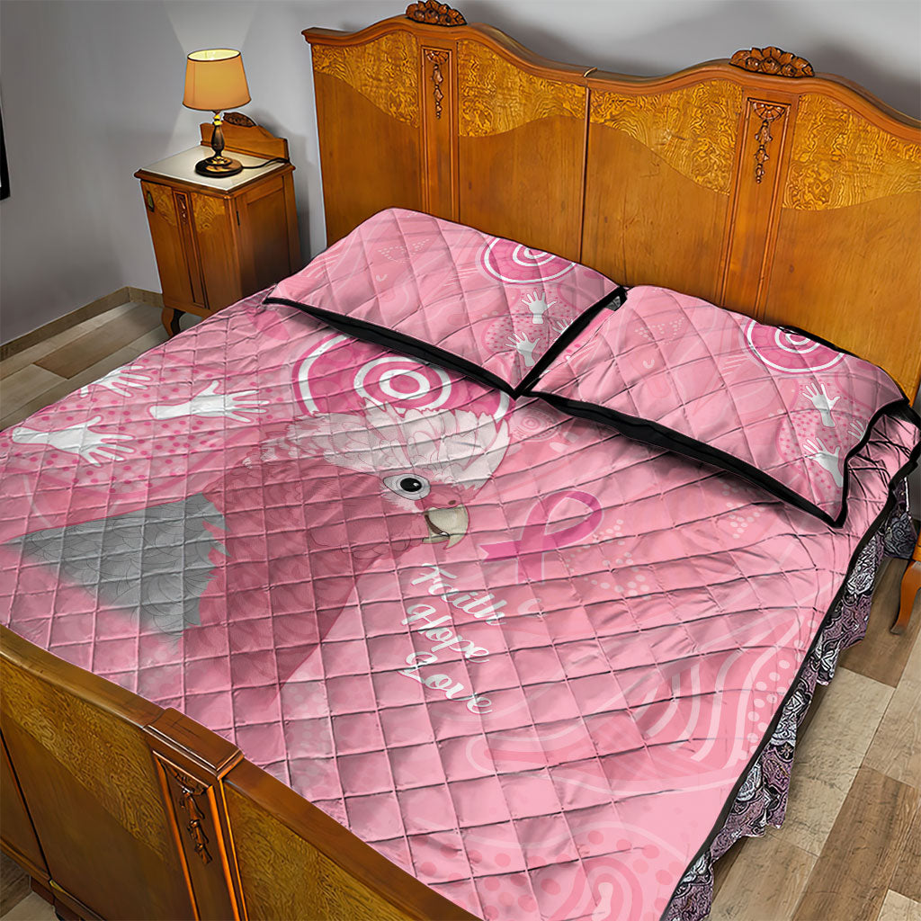 Australia Breast Cancer Support Quilt Bed Set Galah Faith Hope Love Pink Month