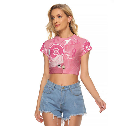 Australia Breast Cancer Support Raglan Cropped T Shirt Galah Faith Hope Love Pink Month
