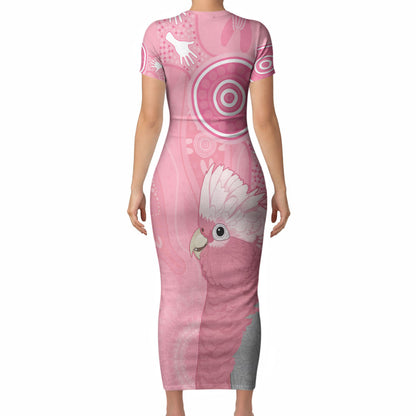 Australia Breast Cancer Support Short Sleeve Bodycon Dress Galah Faith Hope Love Pink Month
