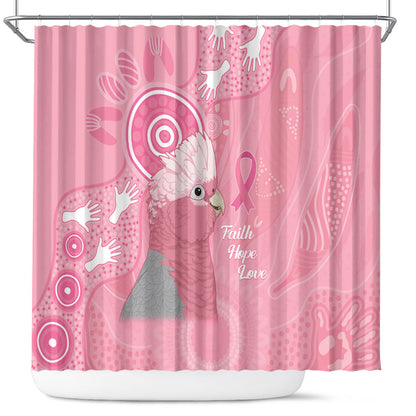 Australia Breast Cancer Support Shower Curtain Galah Faith Hope Love Pink Month