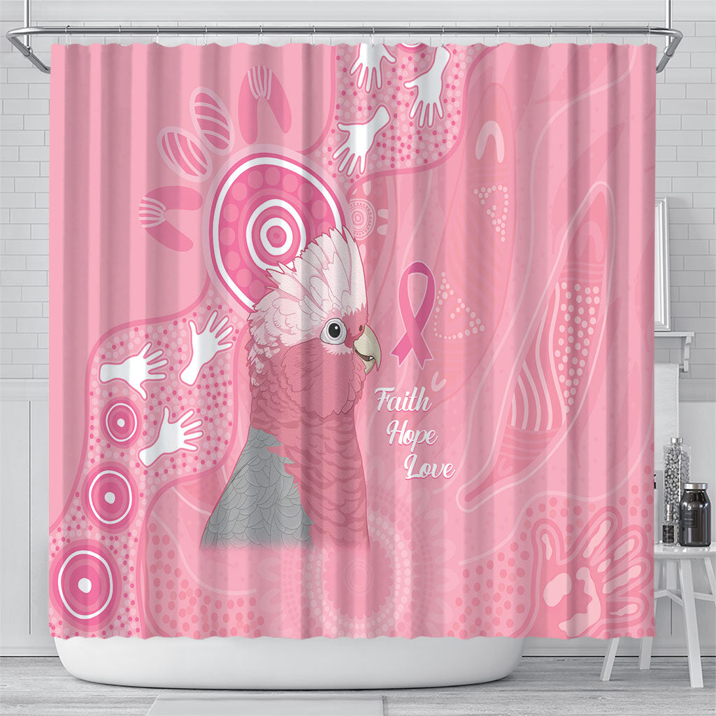 Australia Breast Cancer Support Shower Curtain Galah Faith Hope Love Pink Month