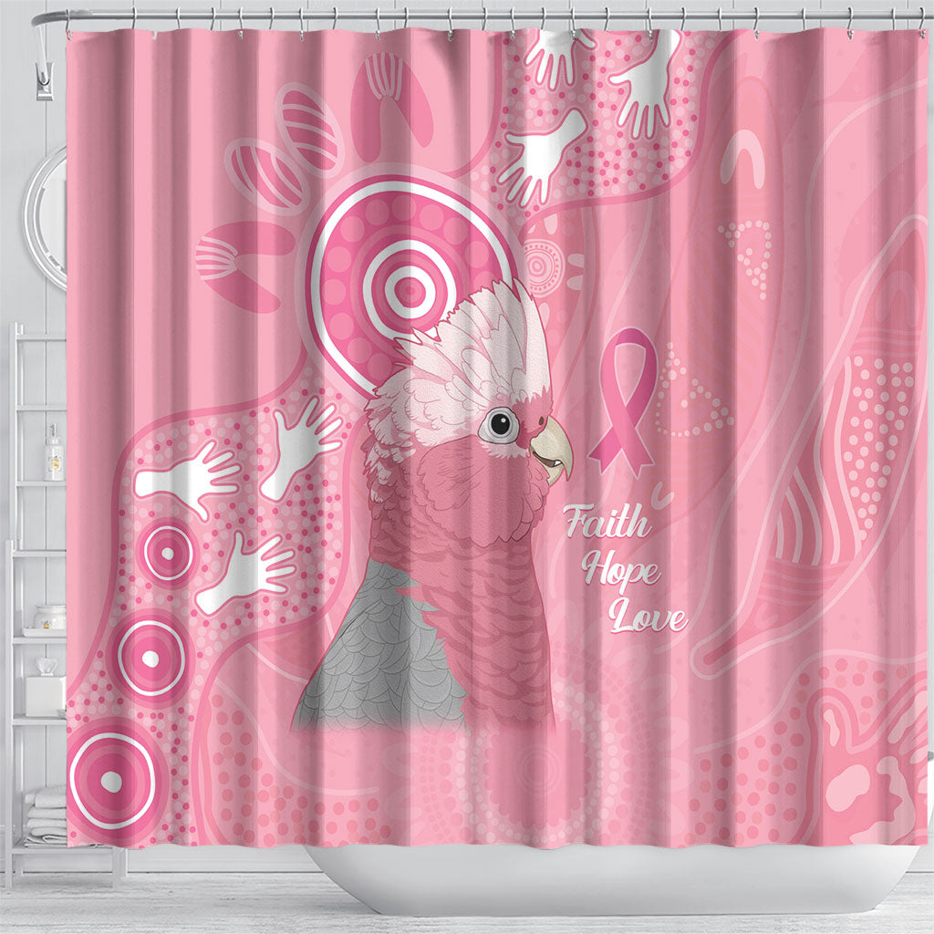 Australia Breast Cancer Support Shower Curtain Galah Faith Hope Love Pink Month