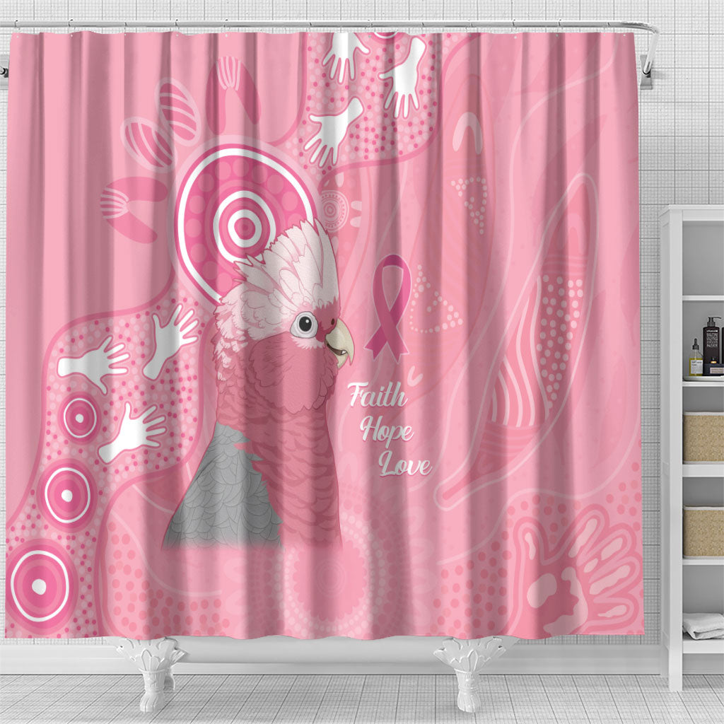 Australia Breast Cancer Support Shower Curtain Galah Faith Hope Love Pink Month