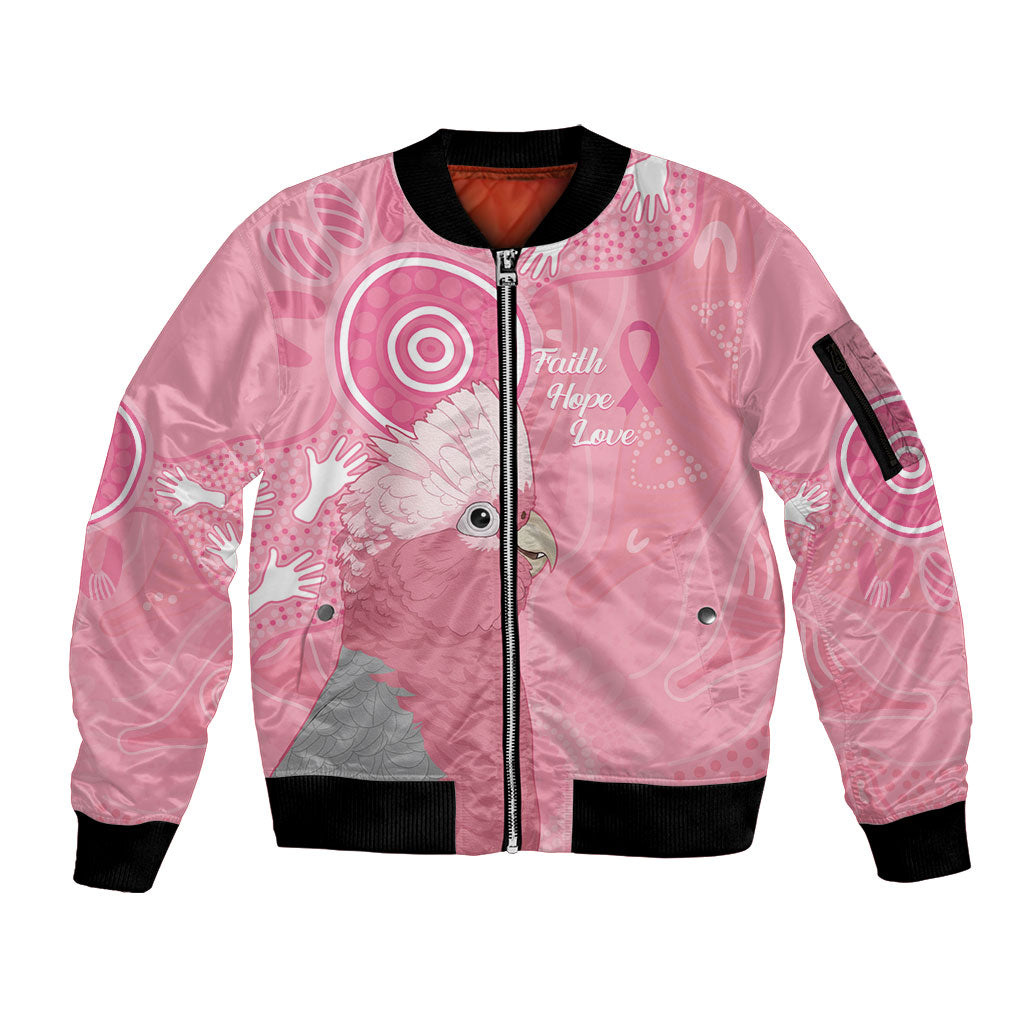 Australia Breast Cancer Support Sleeve Zip Bomber Jacket Galah Faith Hope Love Pink Month