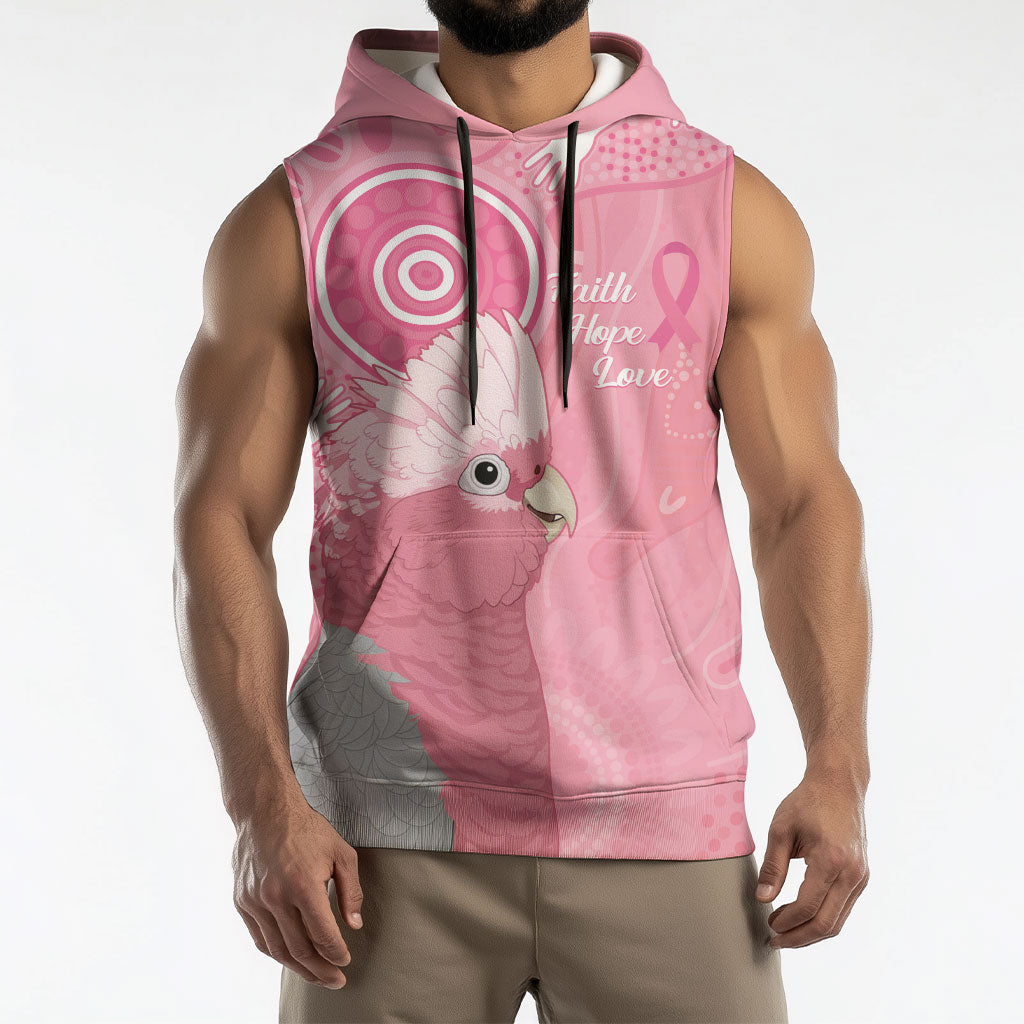 Australia Breast Cancer Support Sleeveless Hoodie Galah Faith Hope Love Pink Month