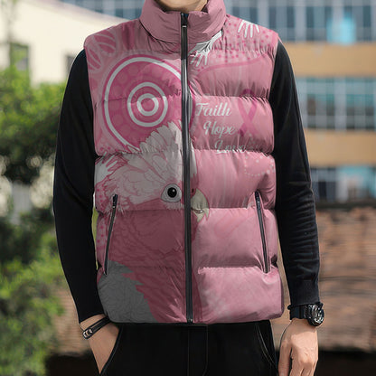 Australia Breast Cancer Support Sleeveless Puffer Jacket Galah Faith Hope Love Pink Month