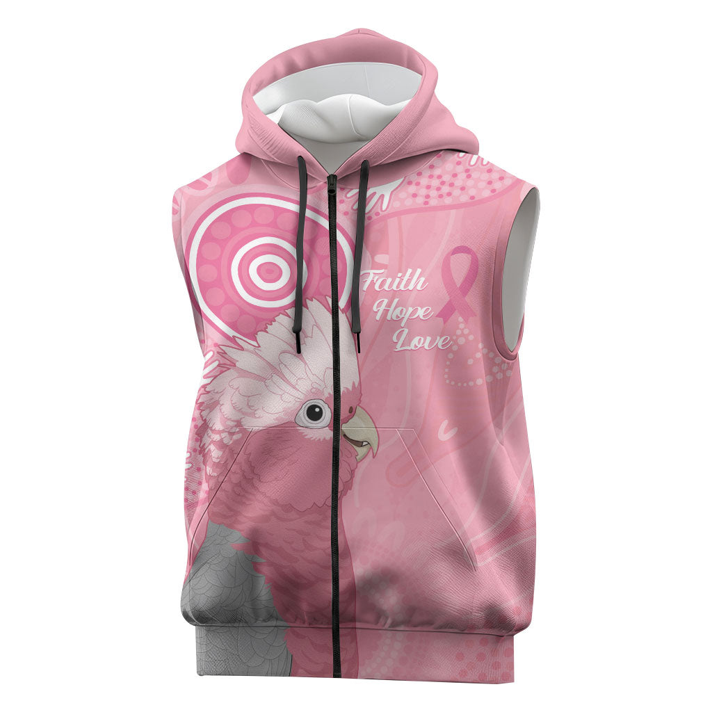 Australia Breast Cancer Support Sleeveless Zip Hoodie Galah Faith Hope Love Pink Month