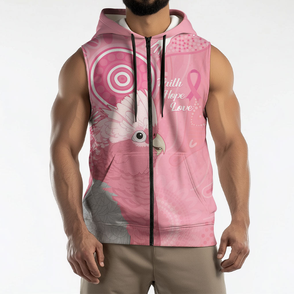 Australia Breast Cancer Support Sleeveless Zip Hoodie Galah Faith Hope Love Pink Month
