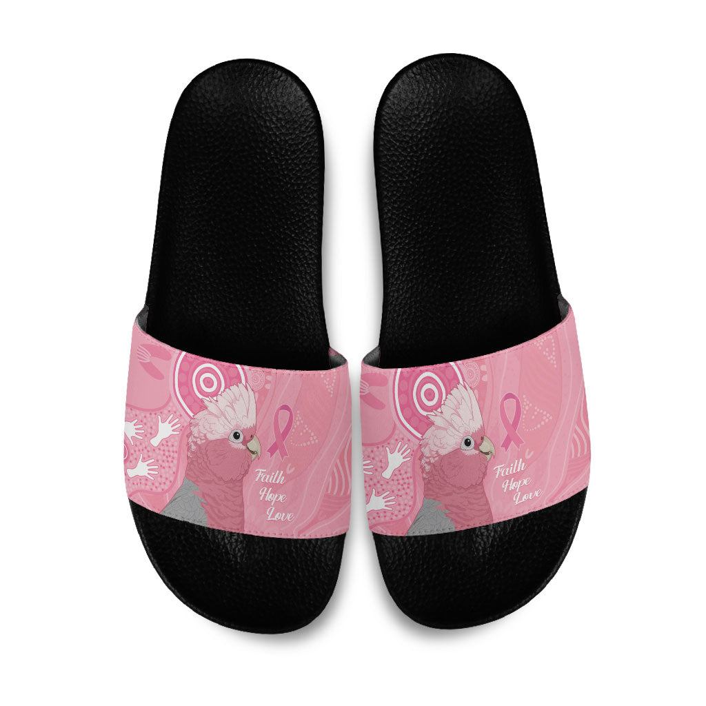 Australia Breast Cancer Support Slide Sandals Galah Faith Hope Love Pink Month