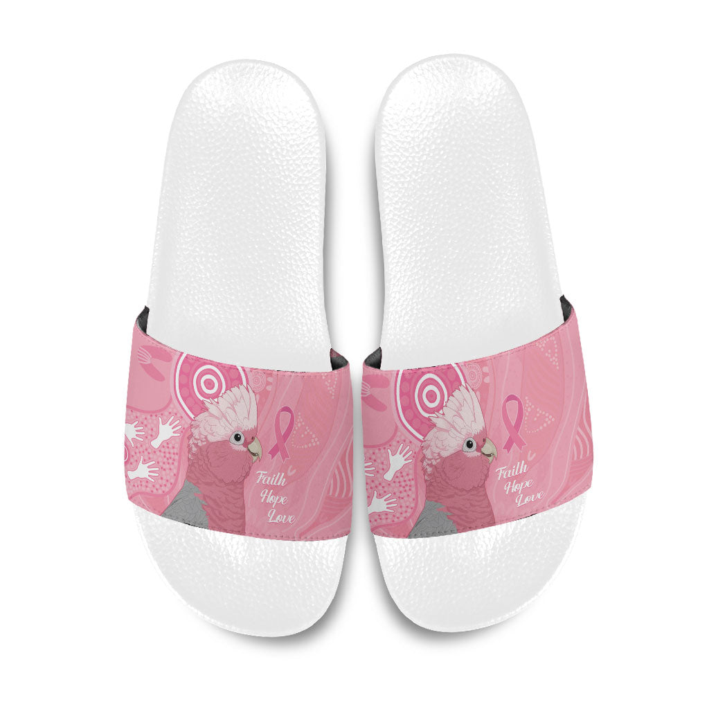Australia Breast Cancer Support Slide Sandals Galah Faith Hope Love Pink Month