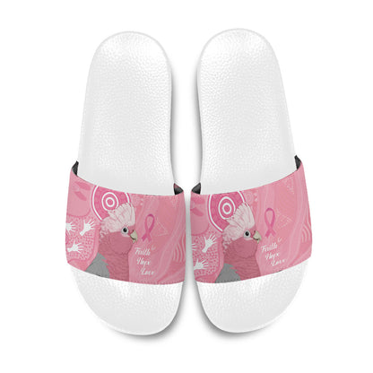 Australia Breast Cancer Support Slide Sandals Galah Faith Hope Love Pink Month