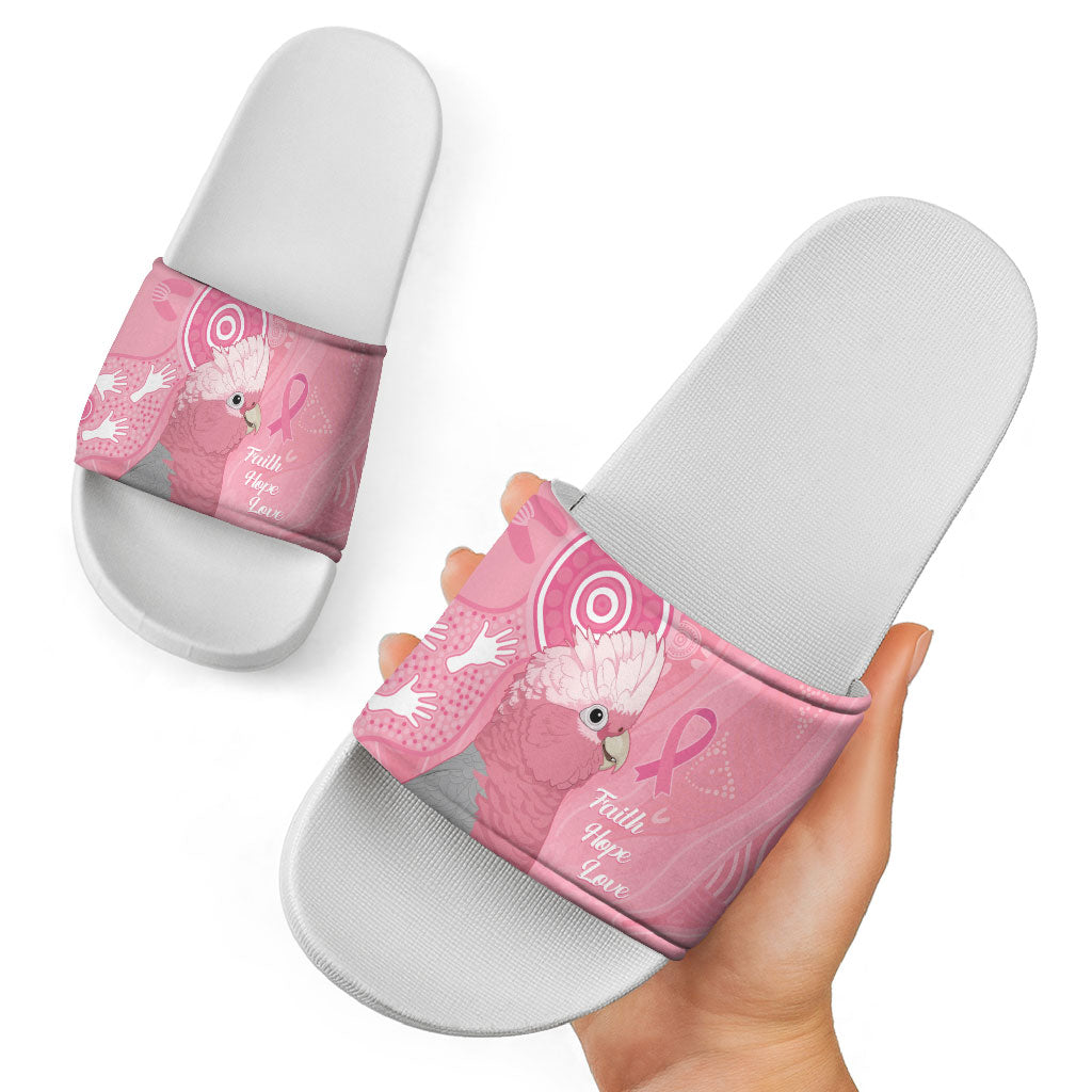 Australia Breast Cancer Support Slide Sandals Galah Faith Hope Love Pink Month