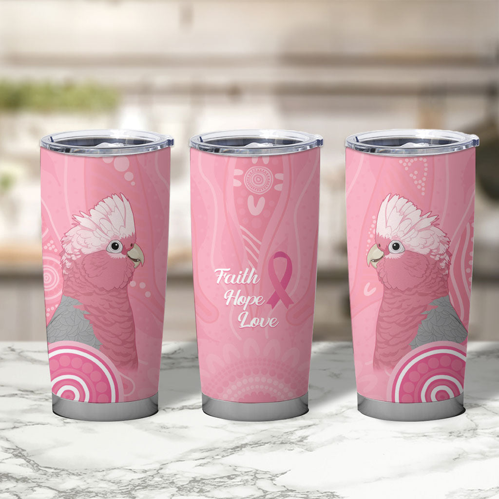 Australia Breast Cancer Support Tumbler Cup Galah Faith Hope Love Pink Month