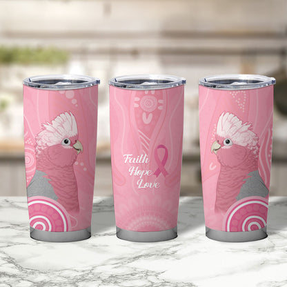 Australia Breast Cancer Support Tumbler Cup Galah Faith Hope Love Pink Month