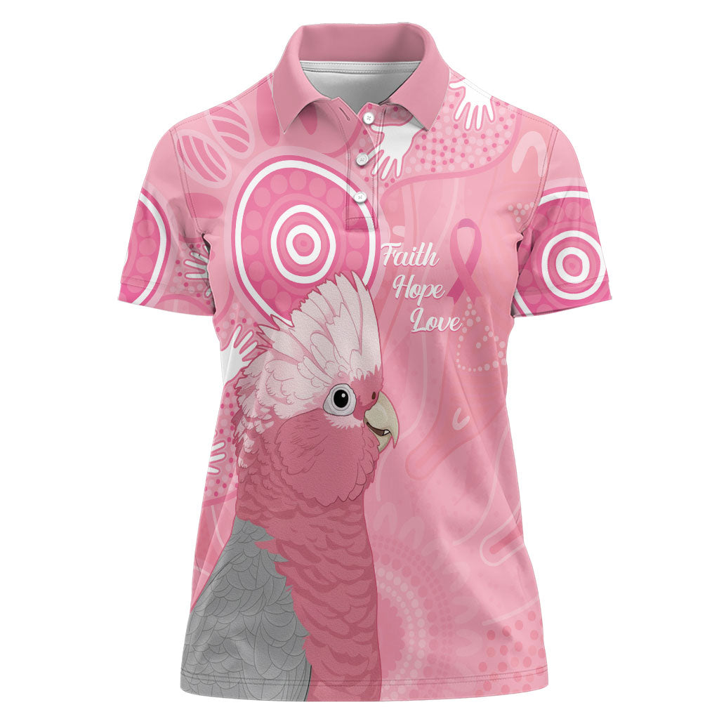 Australia Breast Cancer Support Women Polo Shirt Galah Faith Hope Love Pink Month