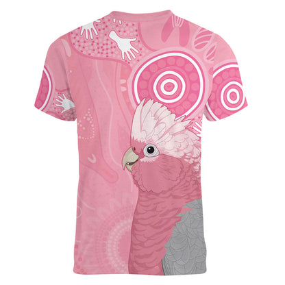 Australia Breast Cancer Support Women V-Neck T-Shirt Galah Faith Hope Love Pink Month