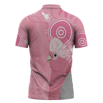 Australia Breast Cancer Support Zipper Polo Shirt Galah Faith Hope Love Pink Month