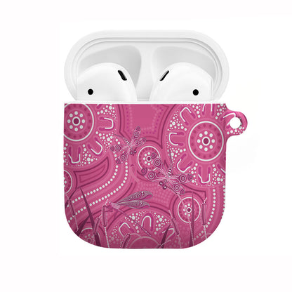 Australia Indigenous Pink Month AirPods Case Breast Cancer Aboriginal Dragonflies Ribbon