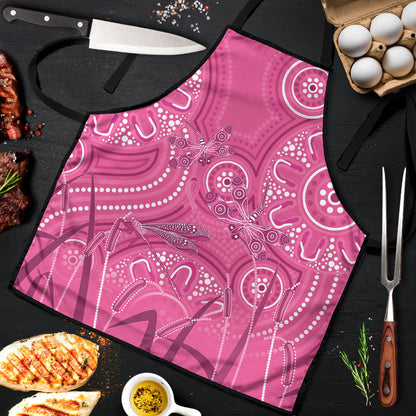 Australia Indigenous Pink Month Apron Breast Cancer Aboriginal Dragonflies Ribbon
