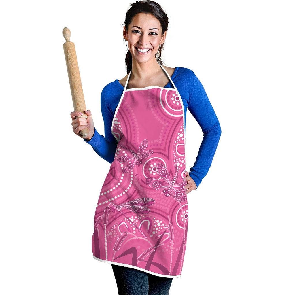 Australia Indigenous Pink Month Apron Breast Cancer Aboriginal Dragonflies Ribbon