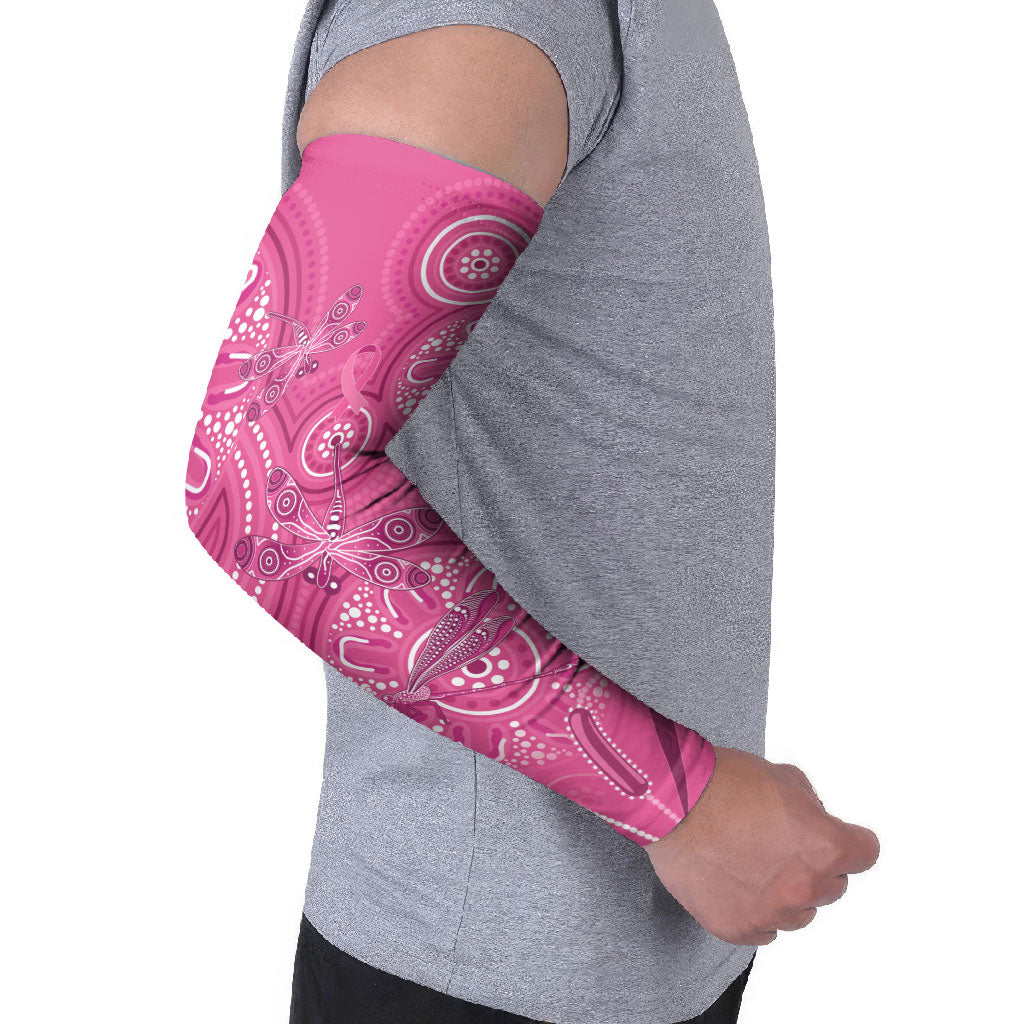 Australia Indigenous Pink Month Arm Sleeves Breast Cancer Aboriginal Dragonflies Ribbon