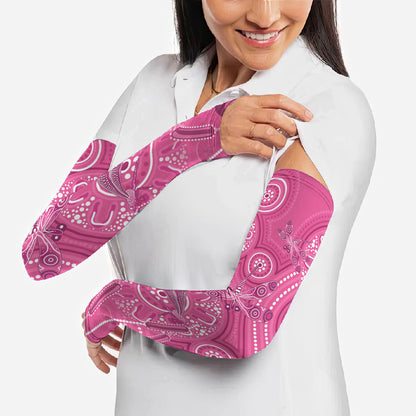Australia Indigenous Pink Month Arm Sleeves Breast Cancer Aboriginal Dragonflies Ribbon