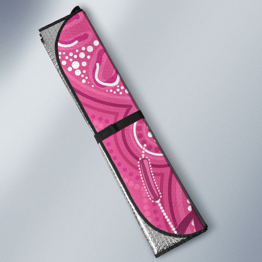 Australia Indigenous Pink Month Auto Sun Shade Breast Cancer Aboriginal Dragonflies Ribbon