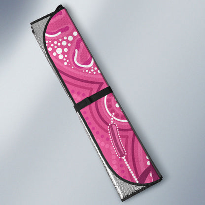 Australia Indigenous Pink Month Auto Sun Shade Breast Cancer Aboriginal Dragonflies Ribbon