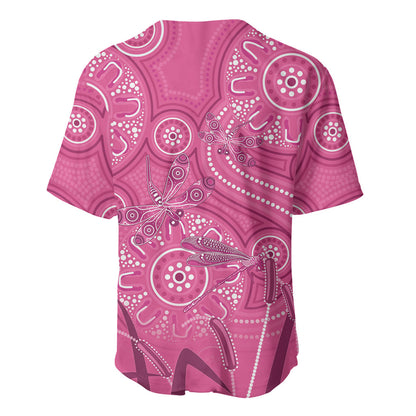 Australia Indigenous Pink Month Baseball Jersey Breast Cancer Aboriginal Dragonflies Ribbon