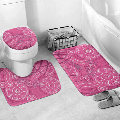 Australia Indigenous Pink Month Bathroom Set Breast Cancer Aboriginal Dragonflies Ribbon