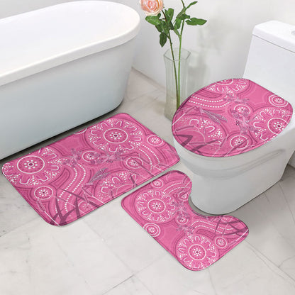 Australia Indigenous Pink Month Bathroom Set Breast Cancer Aboriginal Dragonflies Ribbon