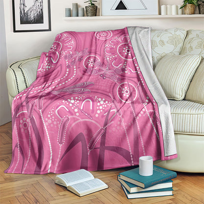 Australia Indigenous Pink Month Blanket Breast Cancer Aboriginal Dragonflies Ribbon