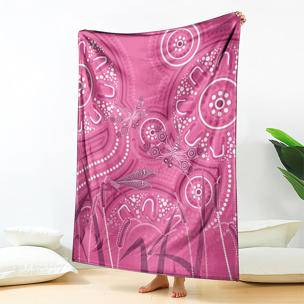 Australia Indigenous Pink Month Blanket Breast Cancer Aboriginal Dragonflies Ribbon