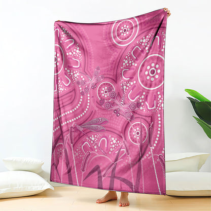 Australia Indigenous Pink Month Blanket Breast Cancer Aboriginal Dragonflies Ribbon