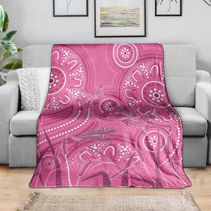 Australia Indigenous Pink Month Blanket Breast Cancer Aboriginal Dragonflies Ribbon