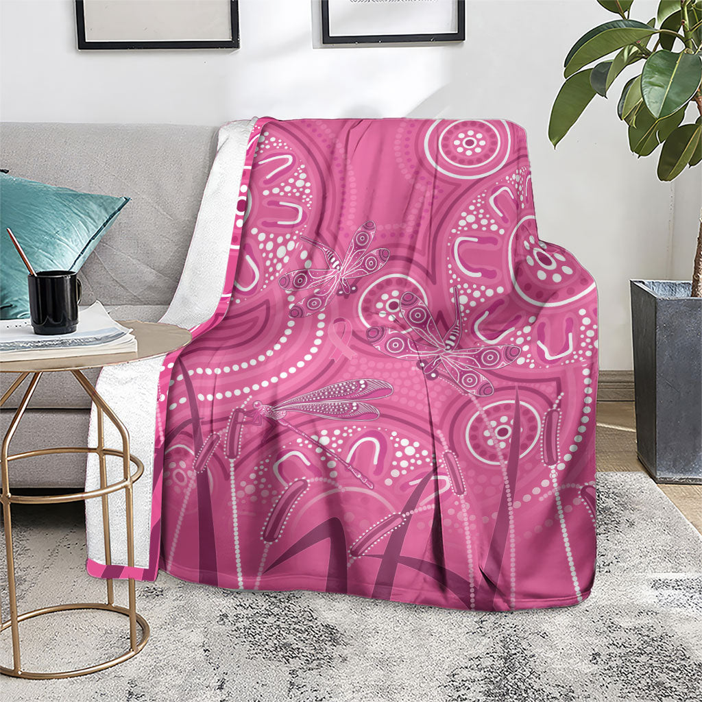 Australia Indigenous Pink Month Blanket Breast Cancer Aboriginal Dragonflies Ribbon