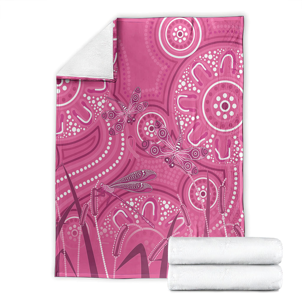 Australia Indigenous Pink Month Blanket Breast Cancer Aboriginal Dragonflies Ribbon