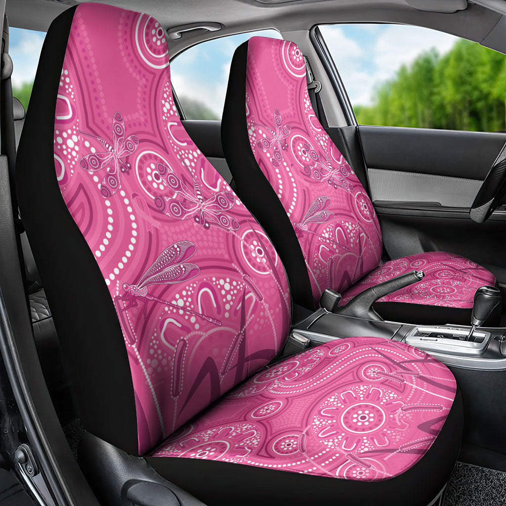 Australia Indigenous Pink Month Car Seat Cover Breast Cancer Aboriginal Dragonflies Ribbon